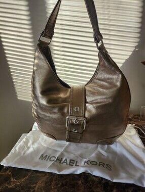 Michael Kors Metallic Gold Leather Shoulder Hobo GUC